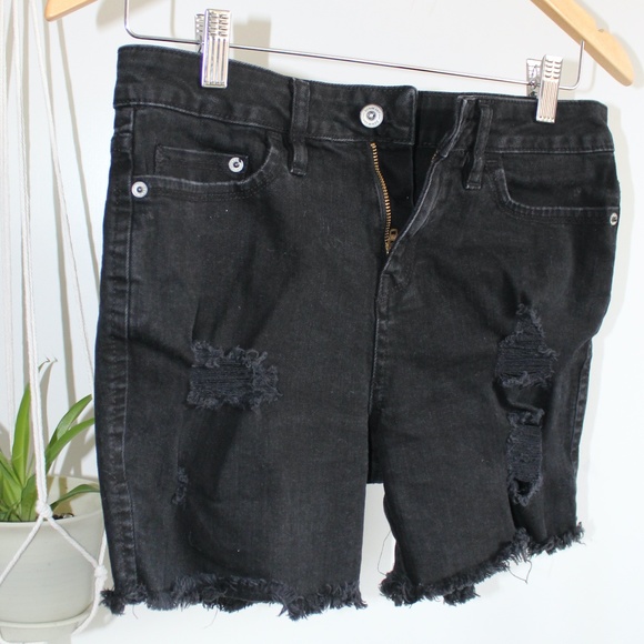Distressed Black Denim Shorts - Picture 2 of 5